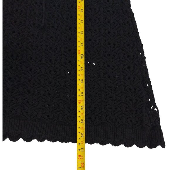 Jessica Simpson Black Crochet Knit Midi Dress Scallop Trim  With Belt XS, NWT. - Picture 7 of 7
